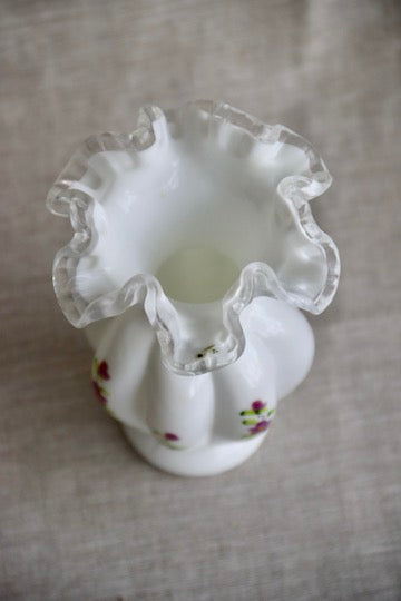 Fenton Hand-Painted Ruffled Rim Vase