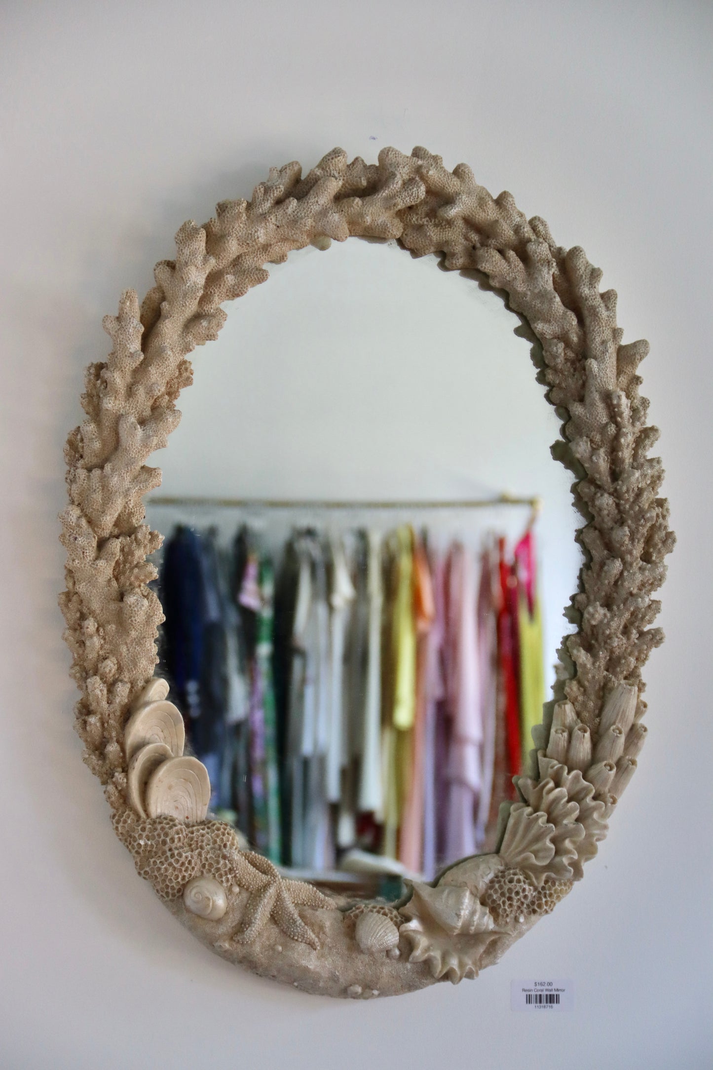 Resin Shell and Coral Wall Mirror