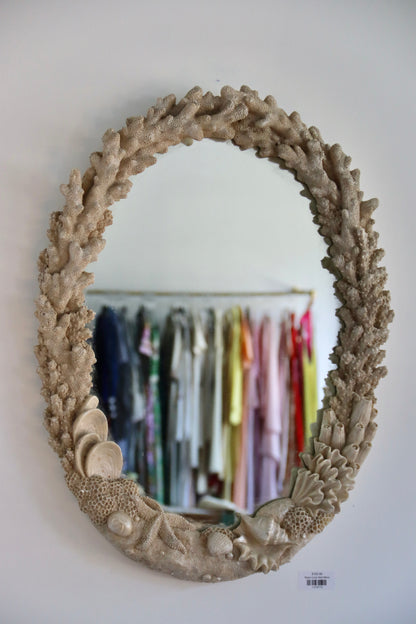 Resin Shell and Coral Wall Mirror