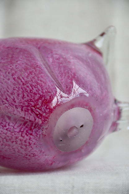 Handmade Glass Purple Pig