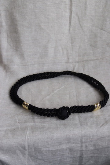 Black Corded Belt with Gold Hardware