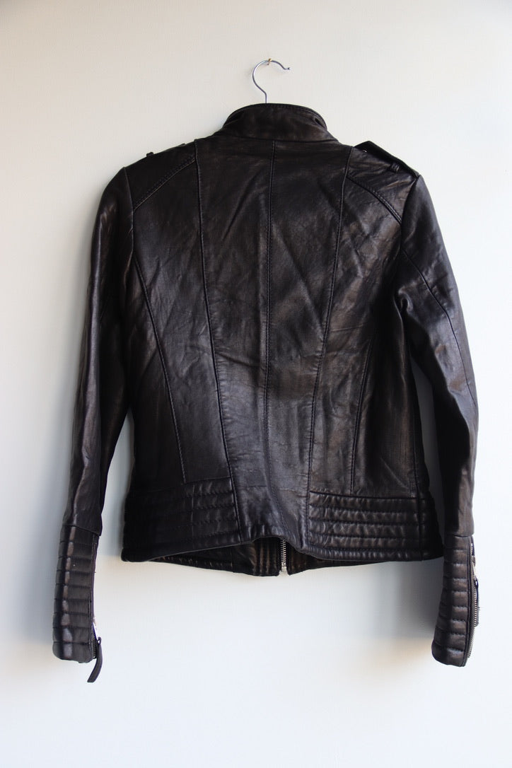 Michael Kors Black Leather Moto Jacket - as is