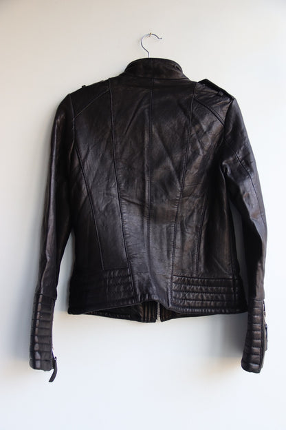 Michael Kors Black Leather Moto Jacket - as is