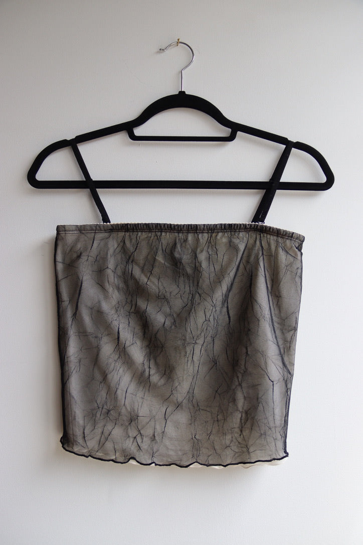Vintage Guess Black Mesh Crinkle Top