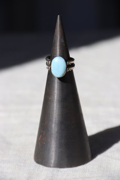 Larimar and Peach Agate Sterling Silver Flip Ring