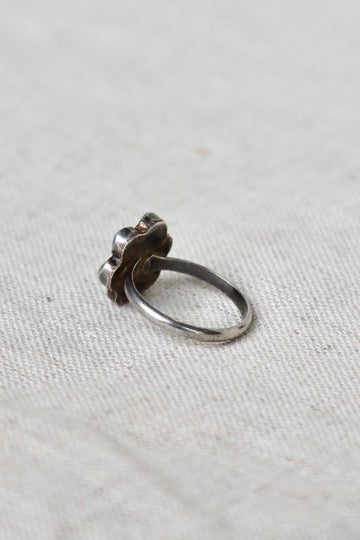 Sterling Silver zuni six-petal flower ring with turquoise inlay