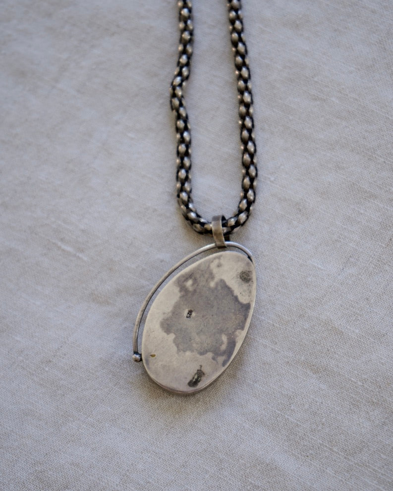 Sterling Silver Necklace with Roman Glass Pendant