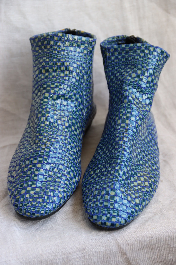 Arche Blue Checkered Leather Shoes