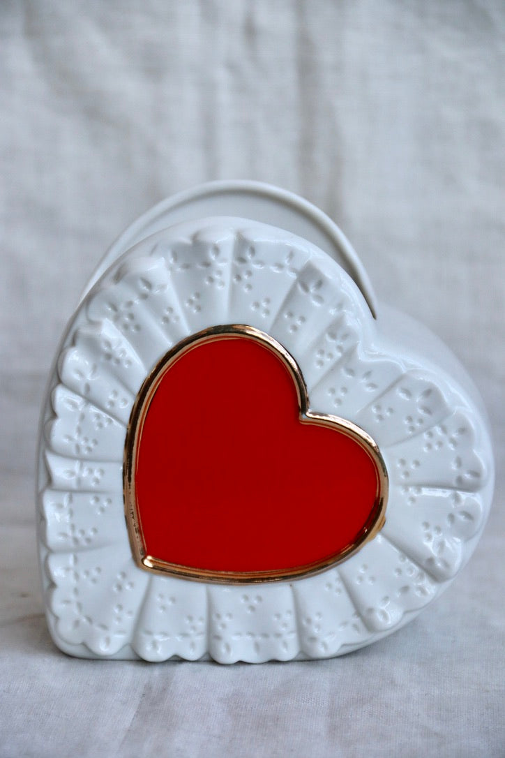 Ceramic Lace Heart Vase