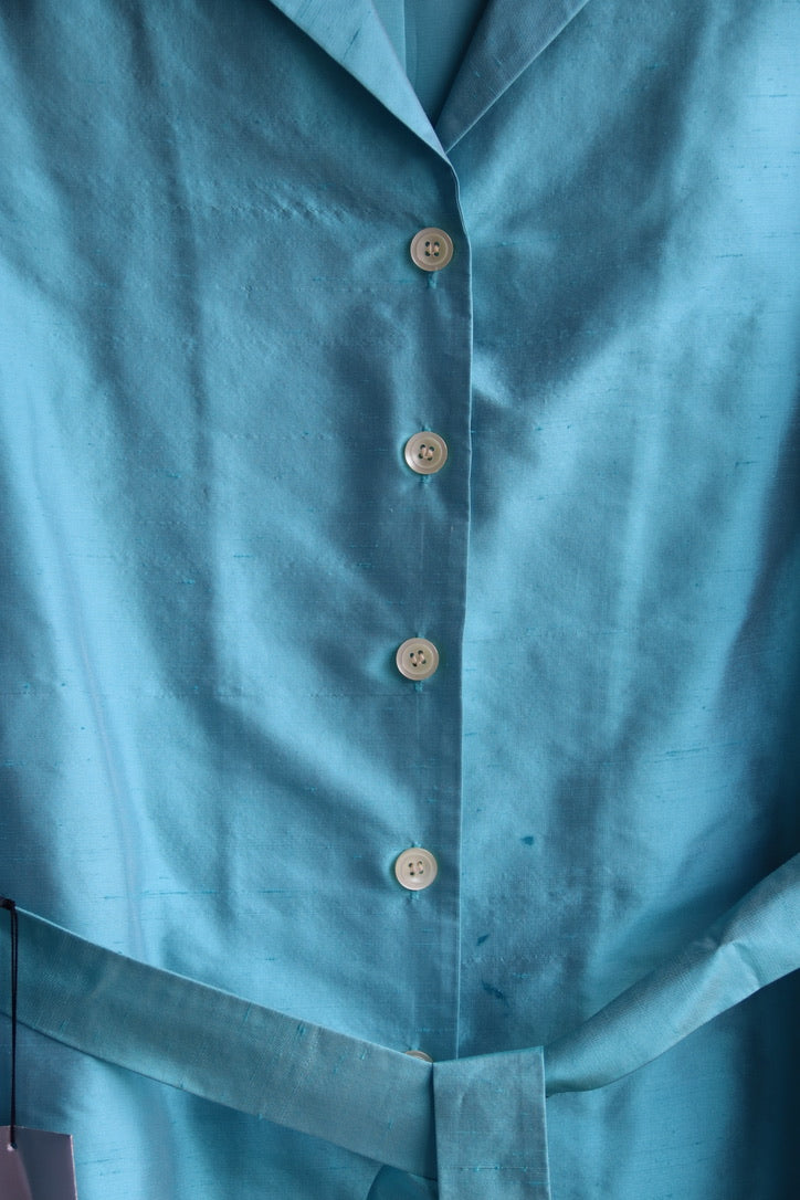 Vintage Alfani Turquoise Silk Shirt Dress