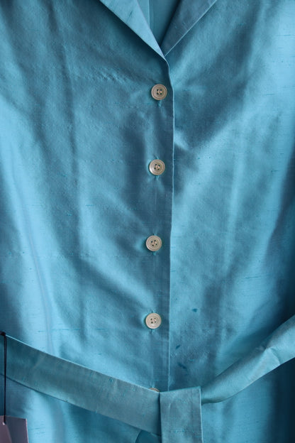 Vintage Alfani Turquoise Silk Shirt Dress