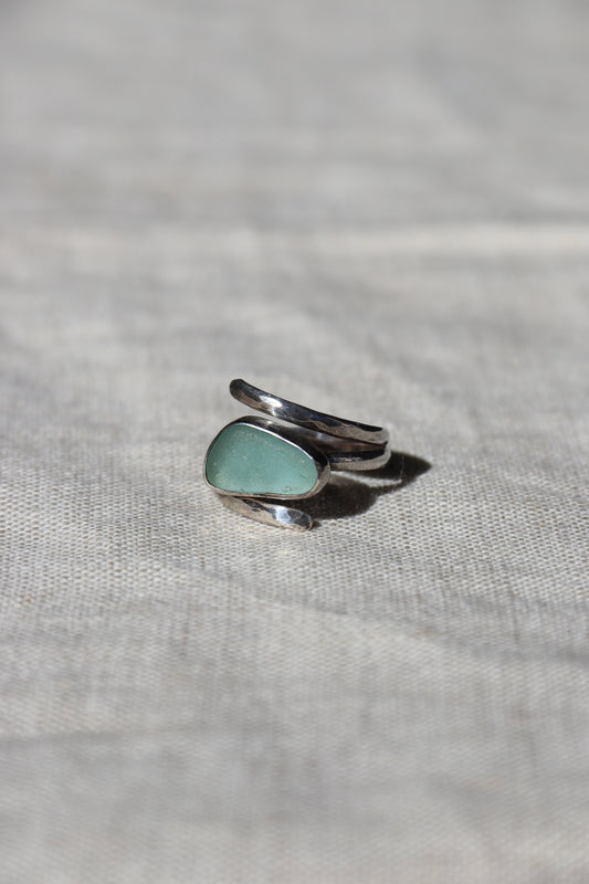 Sea Glass Sterling Silver Wrap Ring