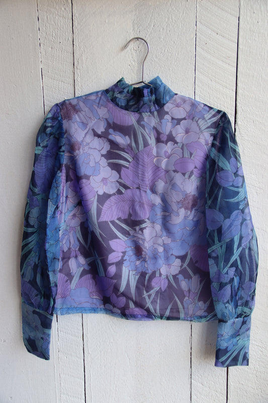 Vintage Handmade Blue Floral Top