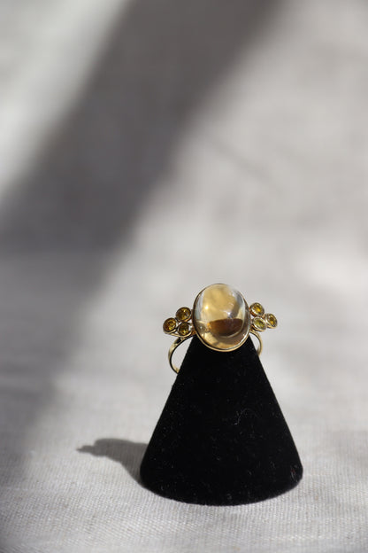 Quartz & Diamond Ring - 14K