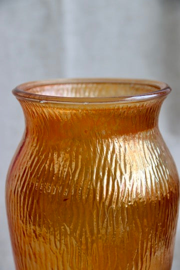 Orange Iridescent Glass Vase