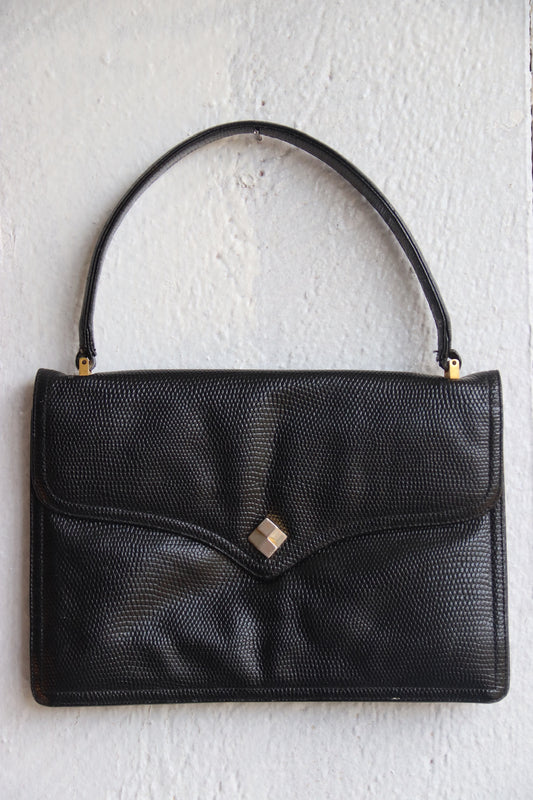 Vintage Morris Moskowitz Black Leather Hand Bag