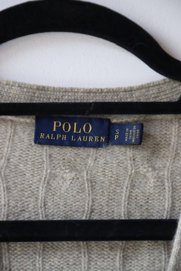 Ralph Lauren “Polo” Grey Cashmere Button Sweater - as is