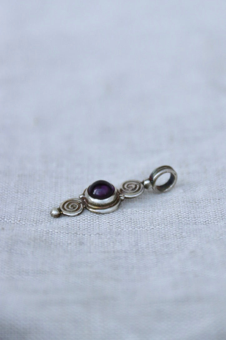 Parish Wager Sterling Silver spiral pendants with amethyst