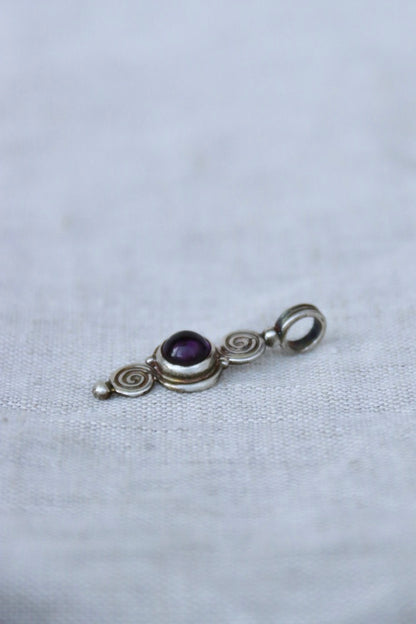Parish Wager Sterling Silver spiral pendants with amethyst