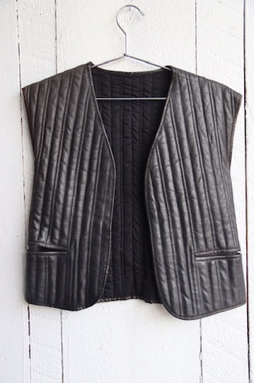 Black Reversible Leather Vest
