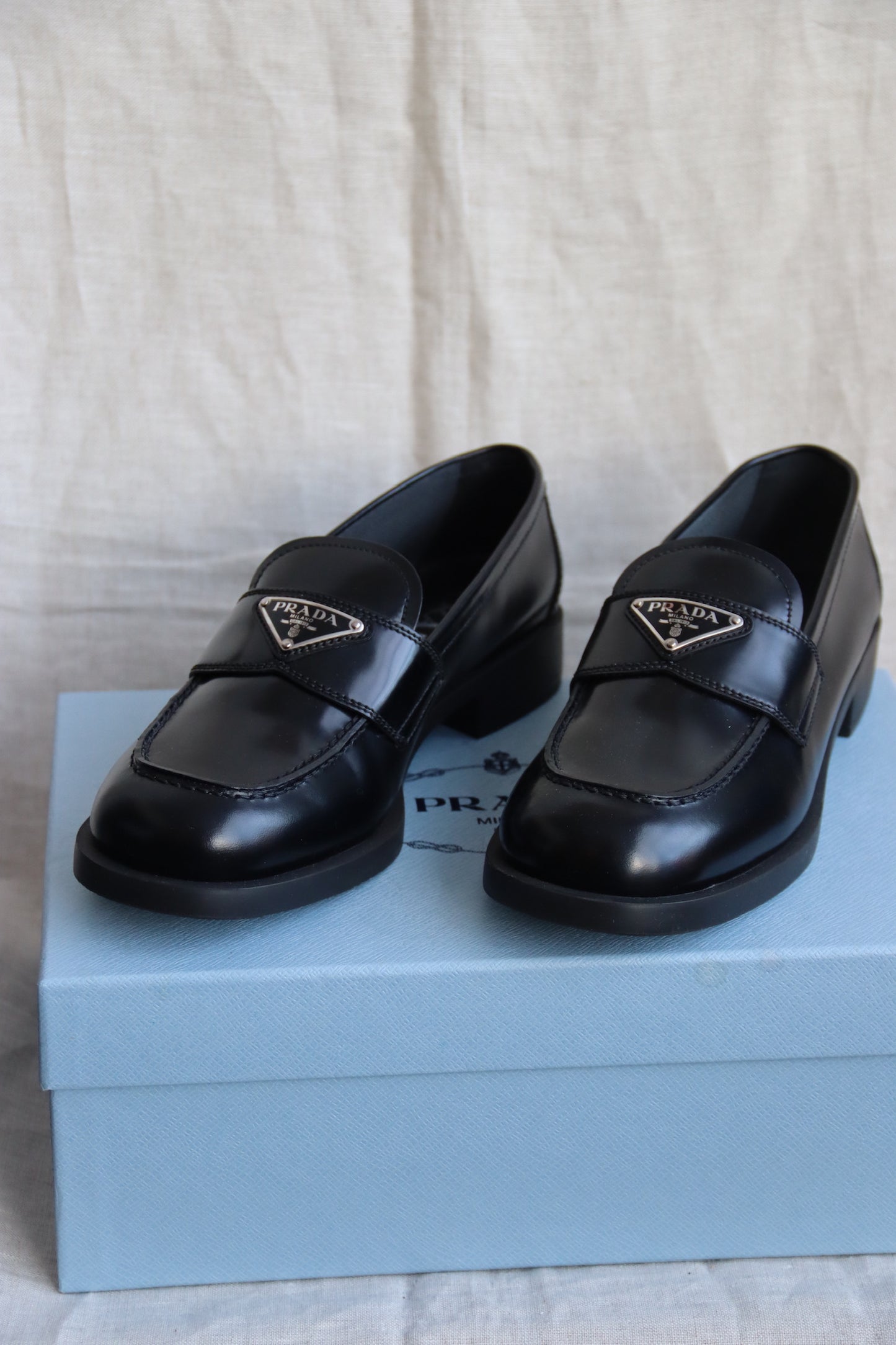 Prada Black Patent Leather Loafers - 7.5