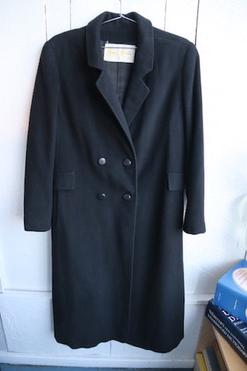 Henry Harris Black Cashmere Double-Breasted Long Coat