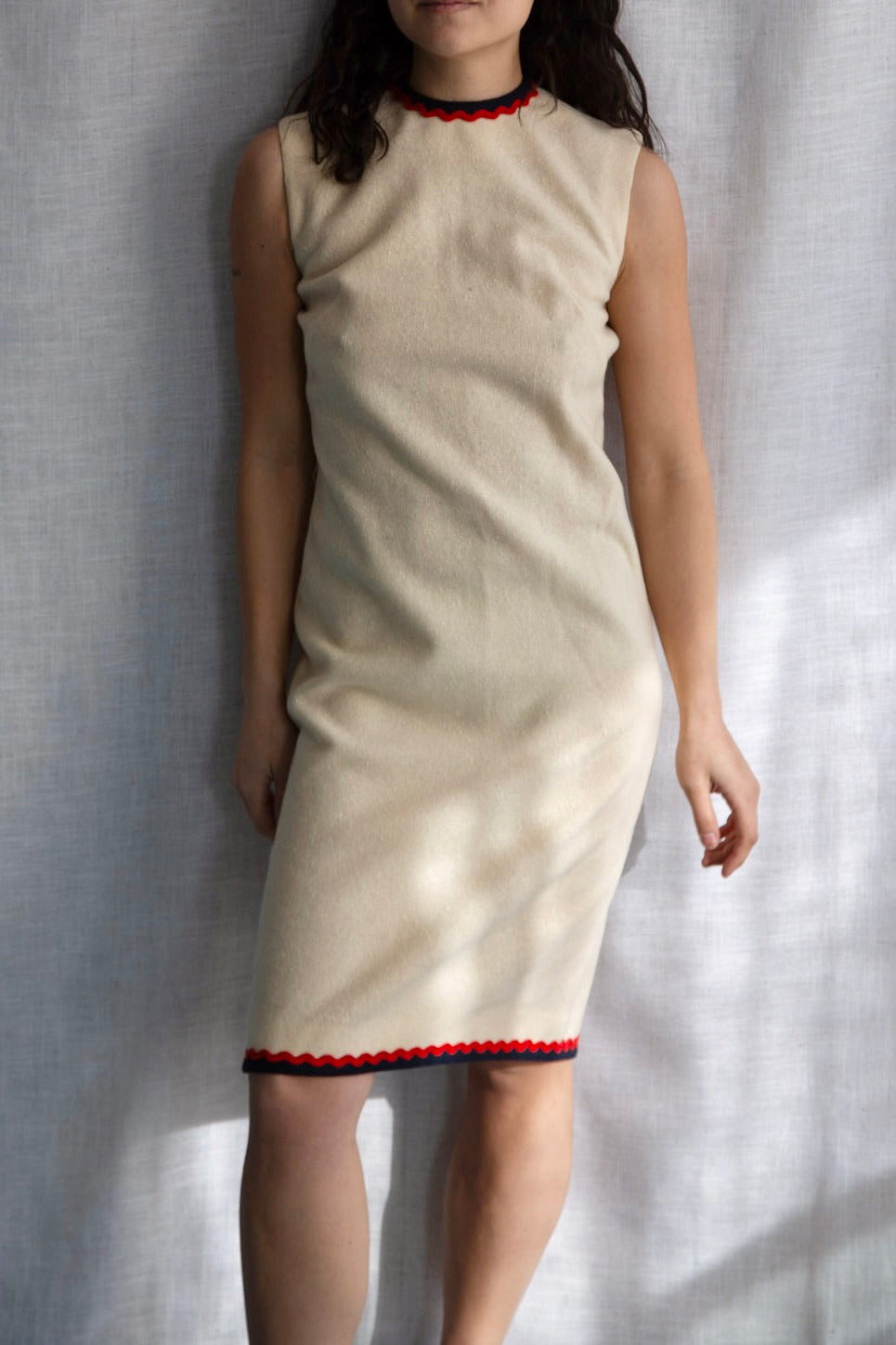 Vintage 70s Country Set Cream Wool Dress