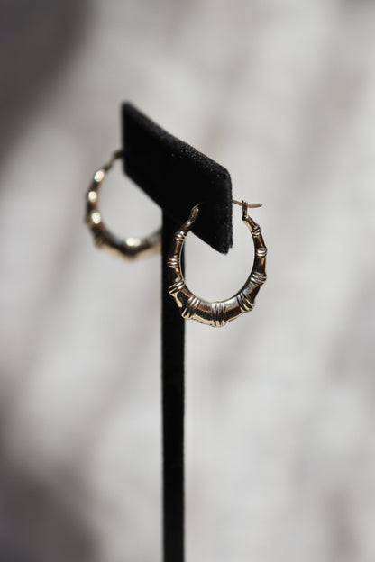 Fluted Hoop Earrings - 10k Yellow Gold