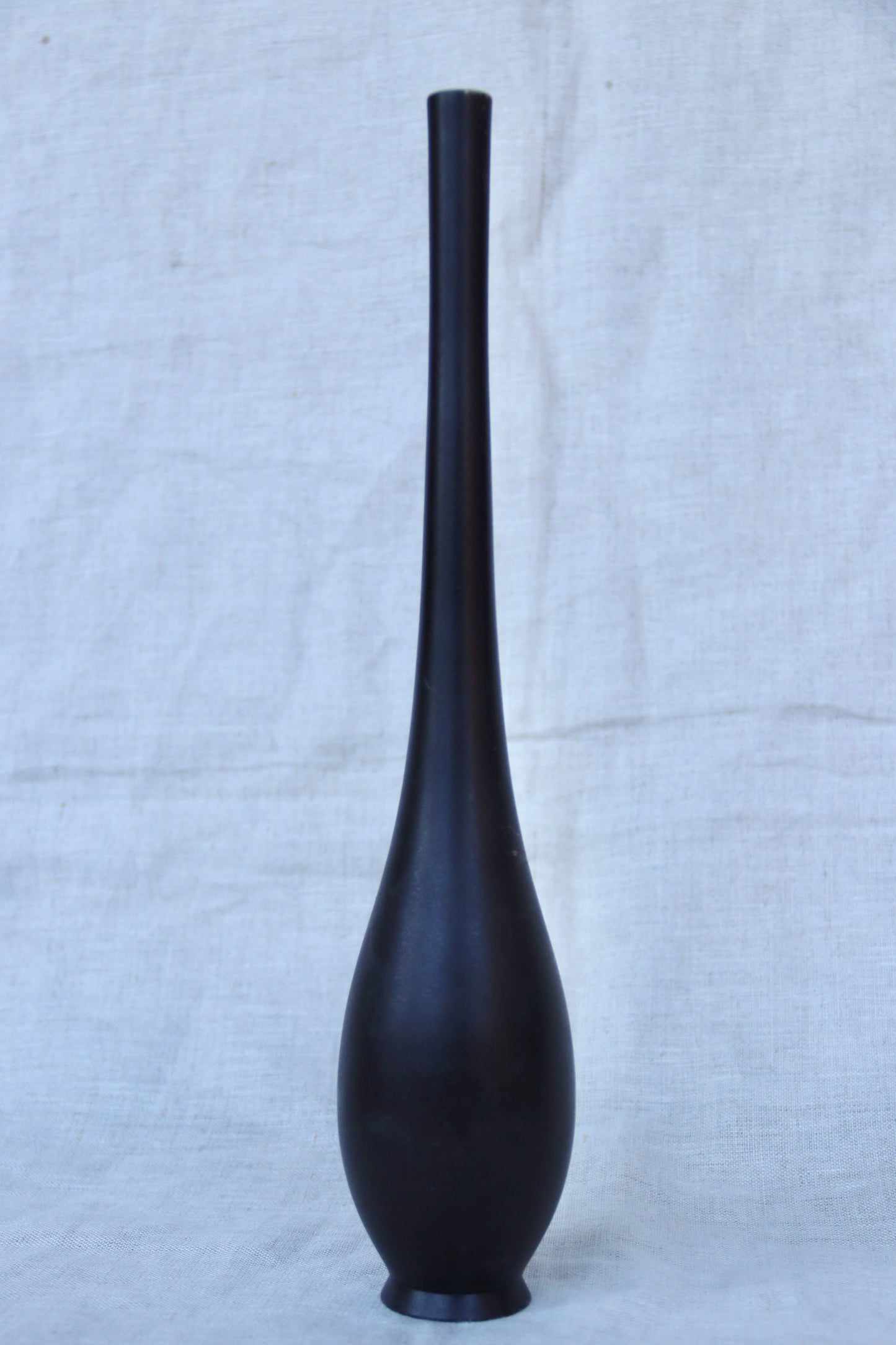 Japanese style black ceramic tear-drop shaped vase