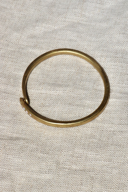 Scosha Brass Bangle Bracelet with Opal and Diamond