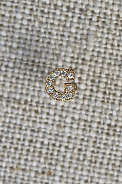 Zoe Chicco 14k Pavé Diamond Initial Letter G Stud