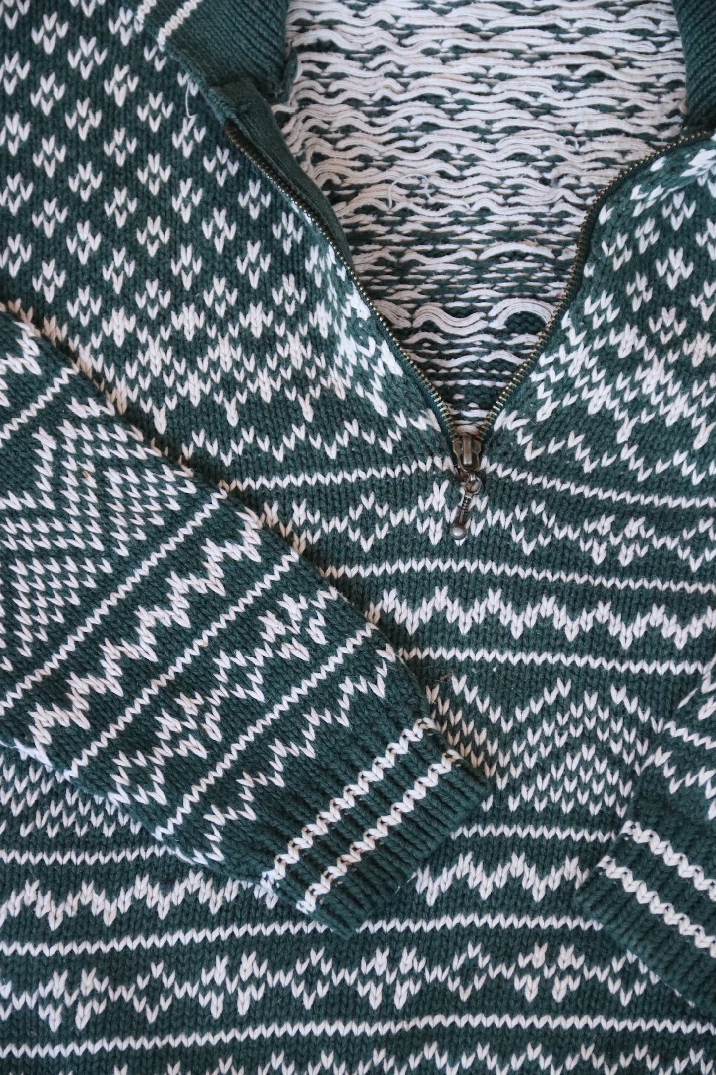 Green Cotton Knit Sweater - as is