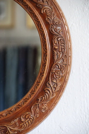 Round Wooden Mirror