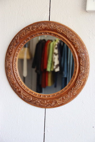 Round Wooden Mirror