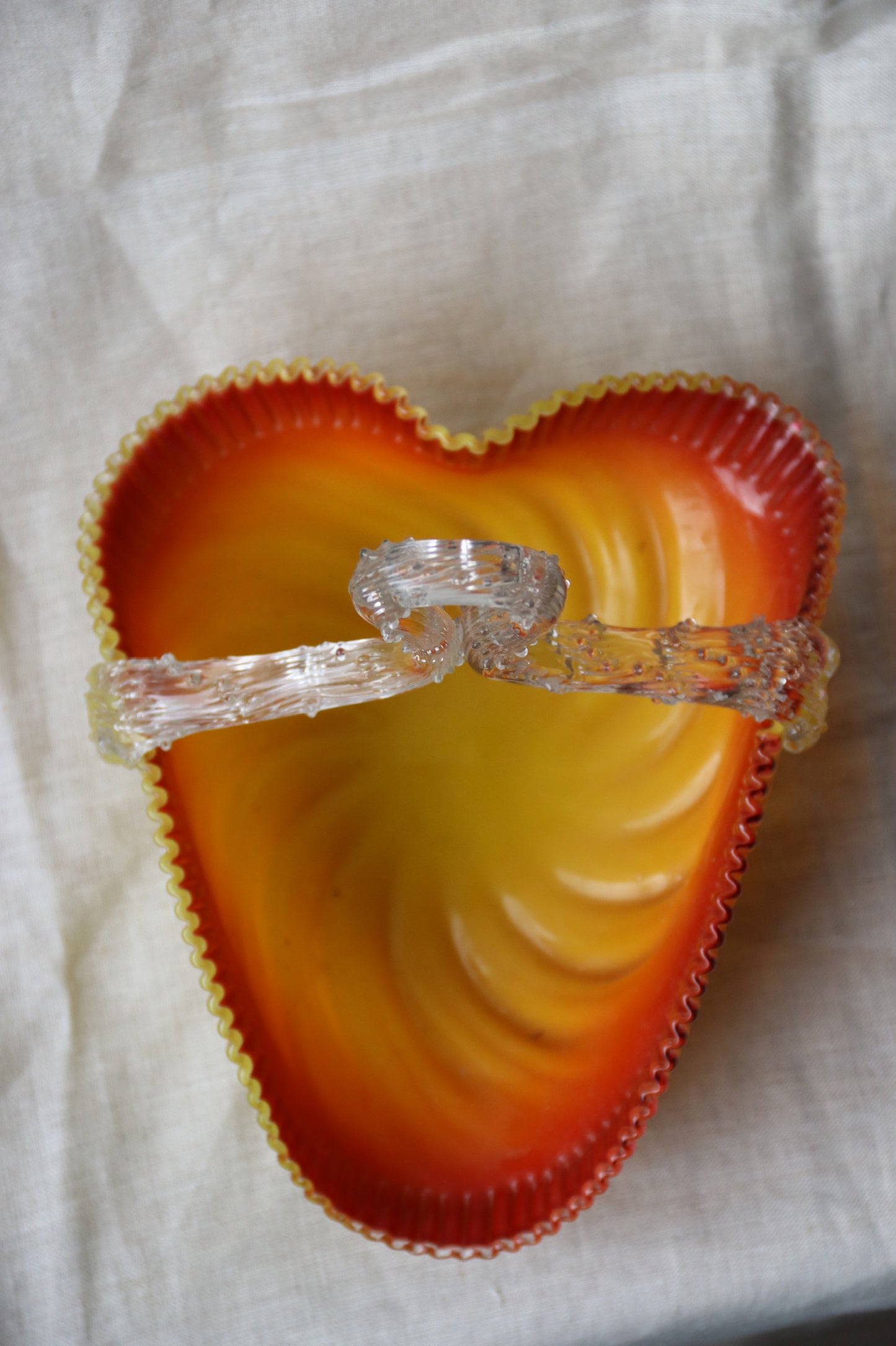 Vintage Orange Glass Basket