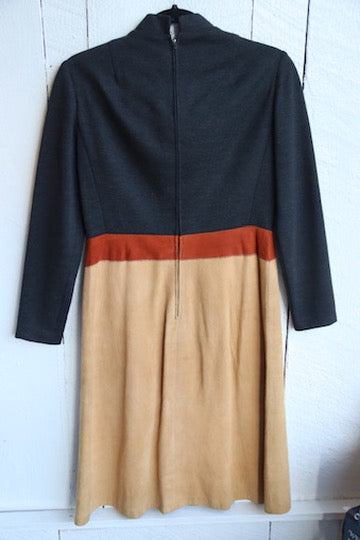 Vintage 60s Chester Weinberg Wool and Suede Dress