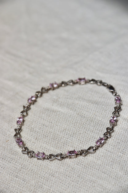 10K White Gold, Pink Sapphire and Diamond Bracelet