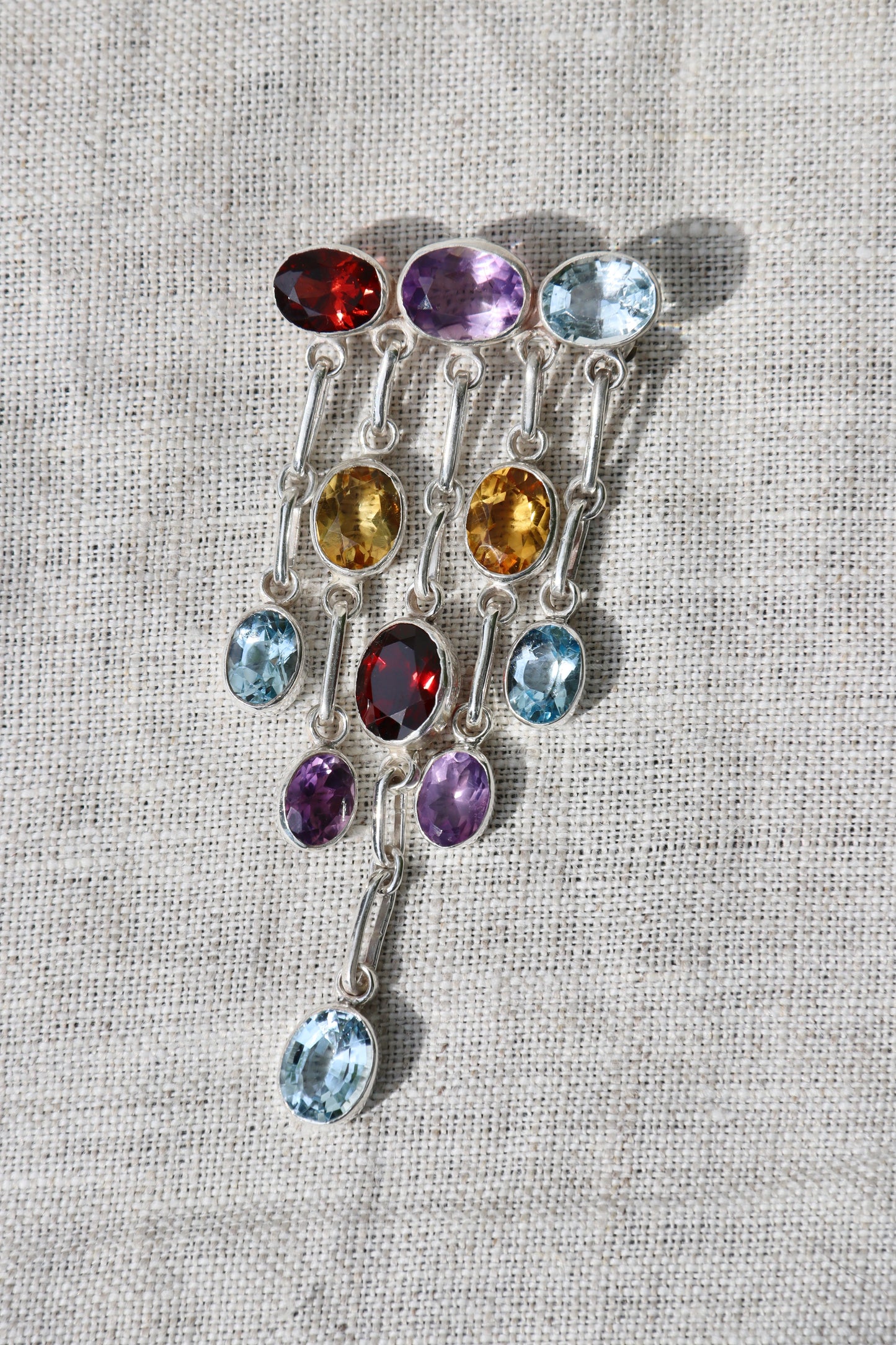 MultiGemstone Drop Pin - Sterling Silver