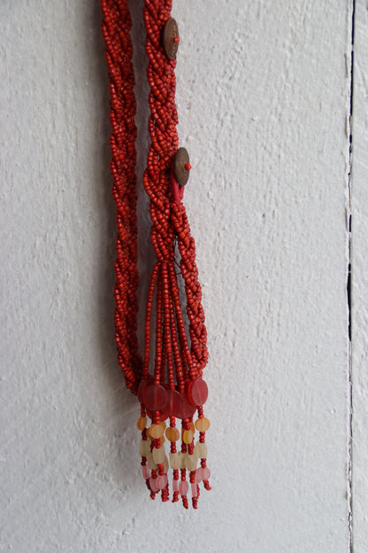 Vintage Red Beaded Belt