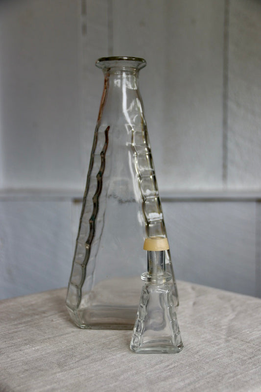 Clear "Dented" Triangular Bottle with Stopper