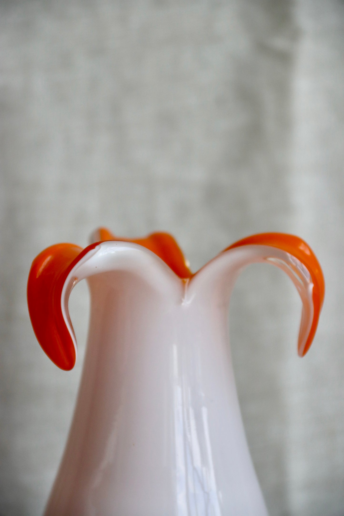 Gorgeous Designs White and Orange Cased Glass Petal Vase