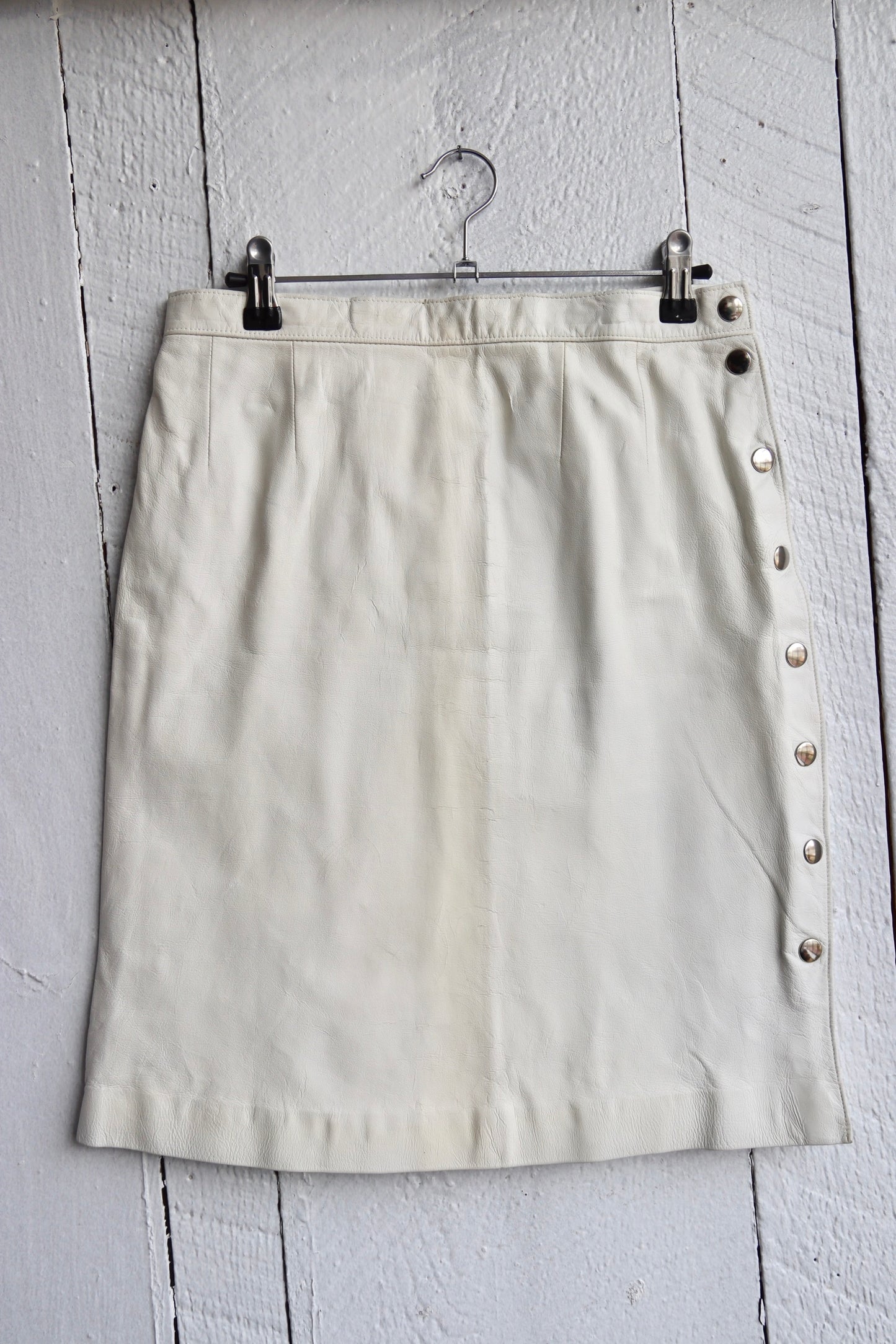 Peggy Martin White Leather Skirt