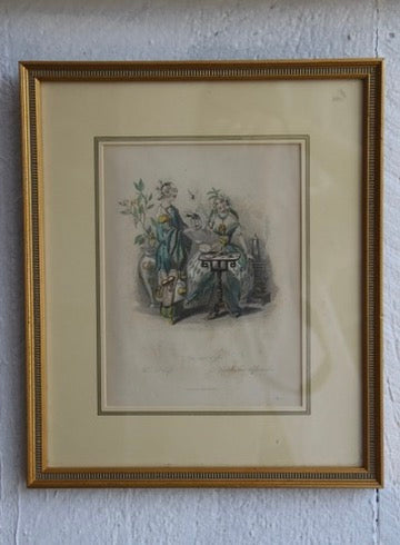 Vintage Framed Print "Tea & Coffee" with Hand Drawn Matte