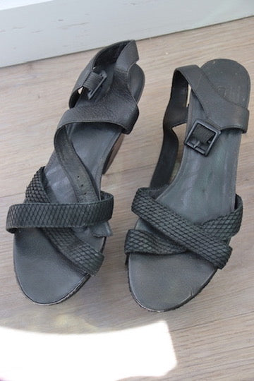 Matiko Black and Wooden Heels
