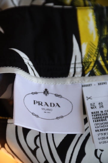 Prada Banana Mixed Print Wrap Skirt - 40