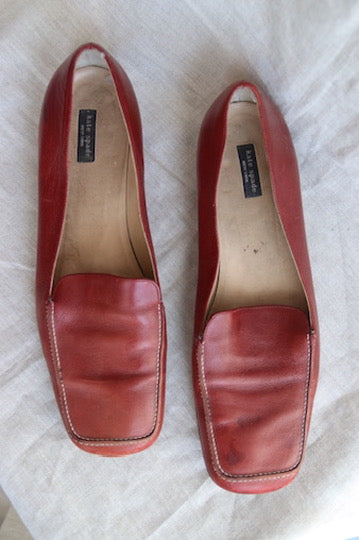 Kate Spade Red Leather Loafers - 10
