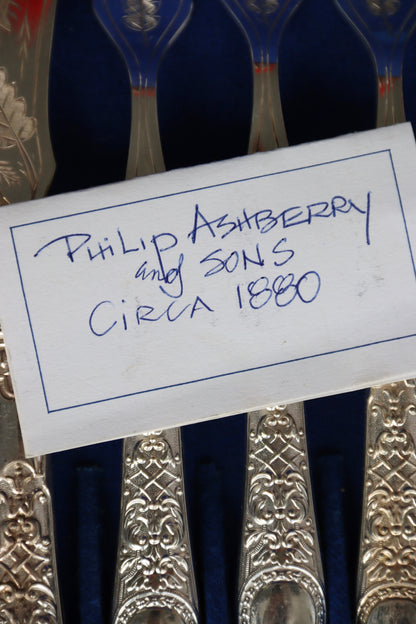 Antique Philip Ashberry Silverplate Fish Set