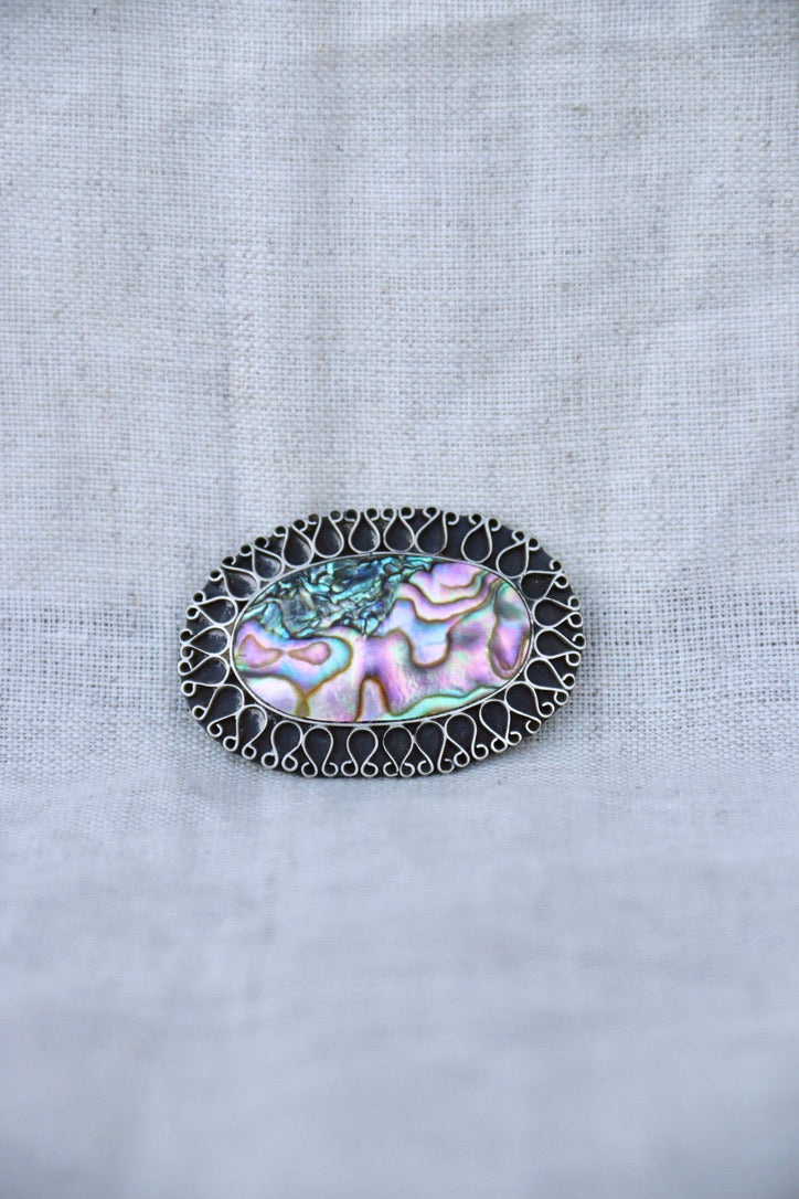 EMO mexico mother of pearl Sterling Silver pin