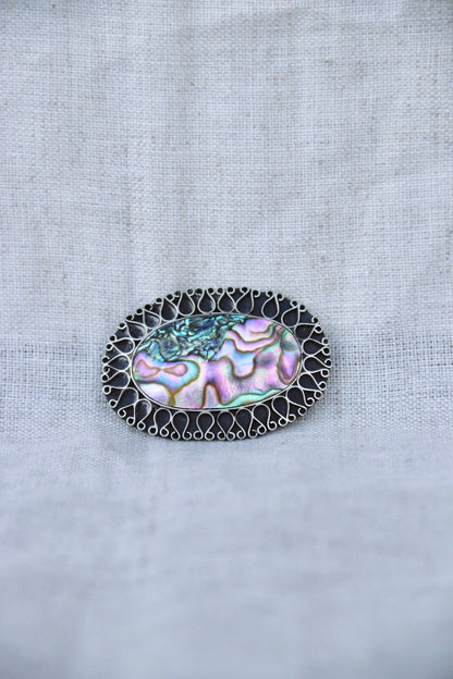 EMO mexico mother of pearl Sterling Silver pin