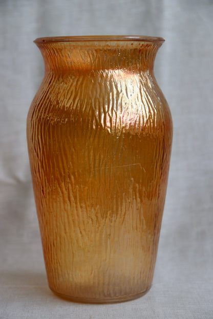 Orange Iridescent Glass Vase